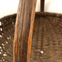 Antique Woven Splint Gathering Basket with Bentwood Handle (Minor Losses)