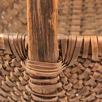 Antique Woven Splint Gathering Basket with Bentwood Handle (Minor Losses)