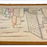 Skyscrapers, Newsstand and Rocketships Vintage Kid's Drawing by Robert Muller