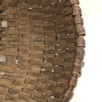 Antique Woven Splint Gathering Basket with Bentwood Handle (Minor Losses)
