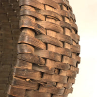 Antique Woven Splint Gathering Basket with Bentwood Handle (Minor Losses)