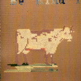 Be Kind to the Cow Mother Antique Punch Paper Embroidery, Framed