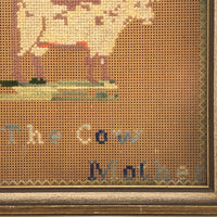 Be Kind to the Cow Mother Antique Punch Paper Embroidery, Framed