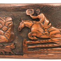 Wonderful Folk Art Relief Carving of Man on Horse with Dog