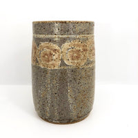 Earthy Stoneware Vase with Purplish-Gray Glaze and Pinkish-Brown Decoration