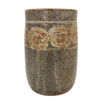Earthy Stoneware Vase with Purplish-Gray Glaze and Pinkish-Brown Decoration