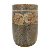 Earthy Stoneware Vase with Purplish-Gray Glaze and Pinkish-Brown Decoration