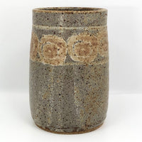Earthy Stoneware Vase with Purplish-Gray Glaze and Pinkish-Brown Decoration