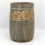 Earthy Stoneware Vase with Purplish-Gray Glaze and Pinkish-Brown Decoration