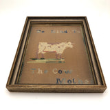 Be Kind to the Cow Mother Antique Punch Paper Embroidery, Framed