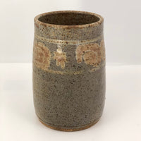 Earthy Stoneware Vase with Purplish-Gray Glaze and Pinkish-Brown Decoration