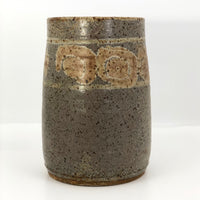 Earthy Stoneware Vase with Purplish-Gray Glaze and Pinkish-Brown Decoration
