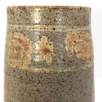 Earthy Stoneware Vase with Purplish-Gray Glaze and Pinkish-Brown Decoration
