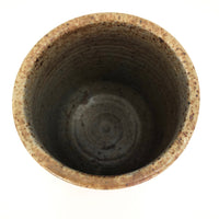 Earthy Stoneware Vase with Purplish-Gray Glaze and Pinkish-Brown Decoration