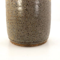 Earthy Stoneware Vase with Purplish-Gray Glaze and Pinkish-Brown Decoration