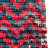 Striking Antique Blue and Red Needlepoint Pouch