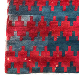 Striking Antique Blue and Red Needlepoint Pouch