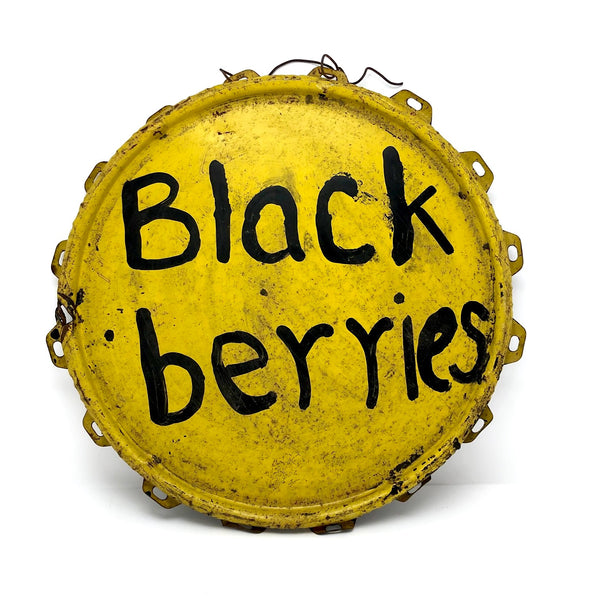 Hand-painted Made Do Double-sided Blackberries Sign on Metal Lid