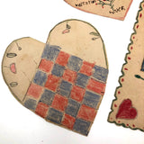 Wonderful Old Handmade Cut Paper Valentines - Set of Three