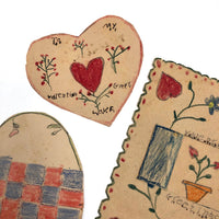Wonderful Old Handmade Cut Paper Valentines - Set of Three