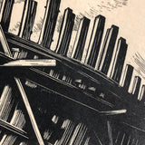 Clare Leighton "Ship Building" Signed and Numbered Vintage Wood Engraving