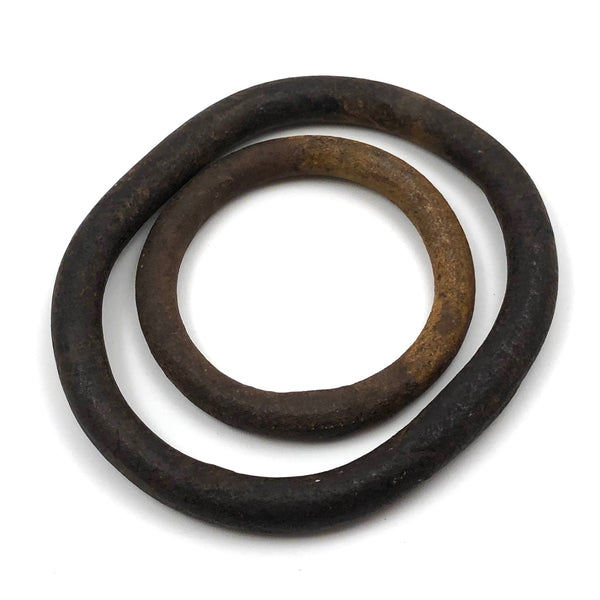 Sculptural Pair of Blacksmith Made Iron Rings