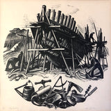 Clare Leighton "Ship Building" Signed and Numbered Vintage Wood Engraving