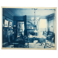 Antique Cyanotype of Yorkers, NY Domestic Interior