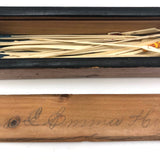 Antique Bone Spillikins Set in Original Wooden Slidetop Box