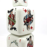Italian 1950s Buton Milk Glass Bottle with Playing Card Design