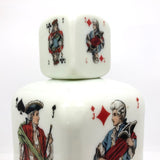 Italian 1950s Buton Milk Glass Bottle with Playing Card Design