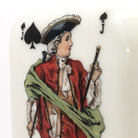 Italian 1950s Buton Milk Glass Bottle with Playing Card Design