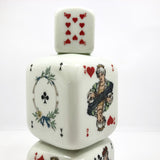 Italian 1950s Buton Milk Glass Bottle with Playing Card Design