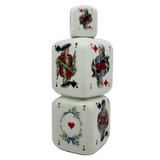 Italian 1950s Buton Milk Glass Bottle with Playing Card Design