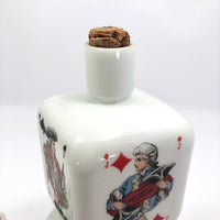 Italian 1950s Buton Milk Glass Bottle with Playing Card Design