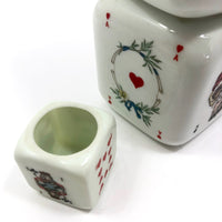 Italian 1950s Buton Milk Glass Bottle with Playing Card Design