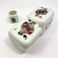 Italian 1950s Buton Milk Glass Bottle with Playing Card Design