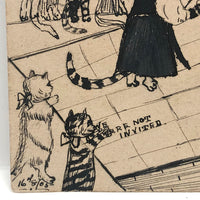 Fabulous 1905 Cat Wedding Hand-drawn British Postcard