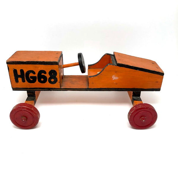 Fabulous Orange and Black Painted Handmade Soap Box Car