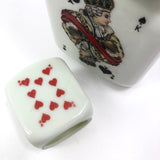 Italian 1950s Buton Milk Glass Bottle with Playing Card Design