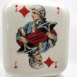 Italian 1950s Buton Milk Glass Bottle with Playing Card Design