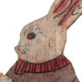 Subtly Gesturing Old Wooden Cutout Bunny