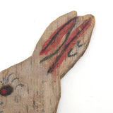 Subtly Gesturing Old Wooden Cutout Bunny