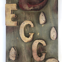 Great Old Folk Art Wooden EGGS Sign with Pointing Hand
