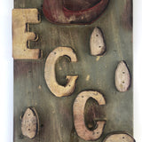 Great Old Folk Art Wooden EGGS Sign with Pointing Hand