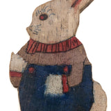 Subtly Gesturing Old Wooden Cutout Bunny