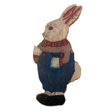 Subtly Gesturing Old Wooden Cutout Bunny