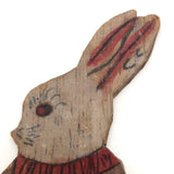 Subtly Gesturing Old Wooden Cutout Bunny