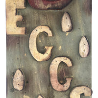 Great Old Folk Art Wooden EGGS Sign with Pointing Hand