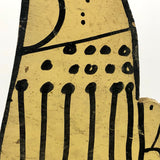 Great Hand-painted Yellow Cutout Wooden Chicken on Orange Base